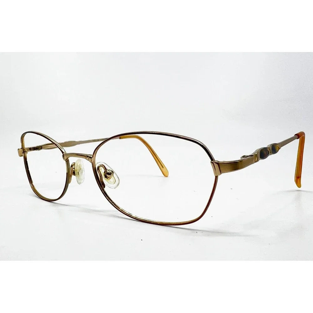 Sans Pareil Eyeglasses Womens Brown Gold Linda Evas 286 Cocoa 135 50-17-135